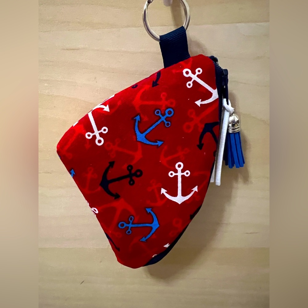 Handmade by me anchor zip coin purse